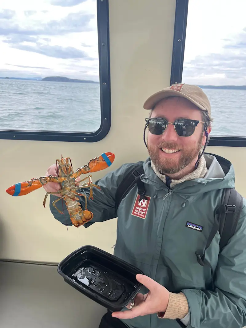 Learning about lobsters in Bar Harbor, Maine.