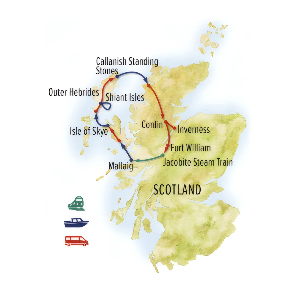 Trip map for Scotland's Wild Highlands & Islands