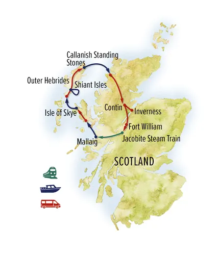 Trip map for Scotland's Wild Highlands & Islands