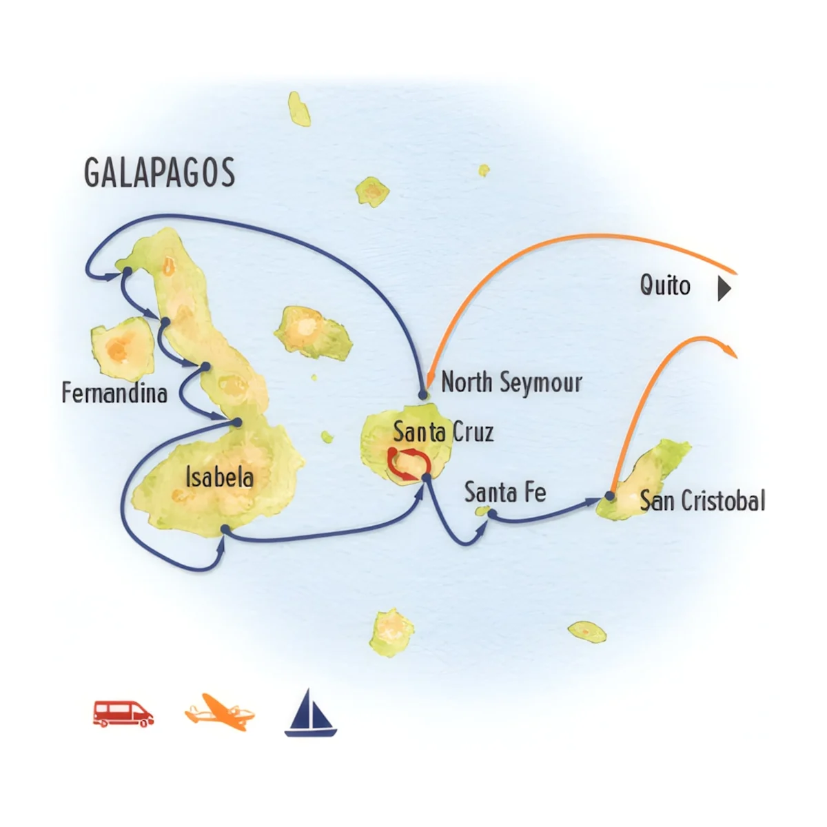 Trip map for Galapagos Discovery: The Nat Hab Experience
