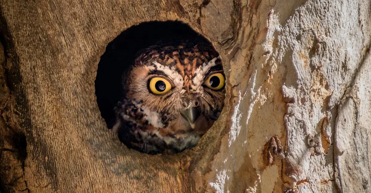 Elf owl in a tree cavity, Sonoran Desert, Arizona.