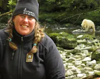 Taking a picture with the Sprit Bears in British Columbia, Canada.