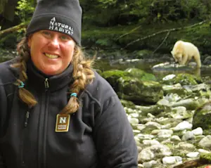 Taking a picture with the Sprit Bears in British Columbia, Canada.