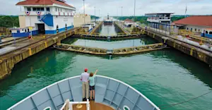 Traveling through the Panama Canal, Panama.