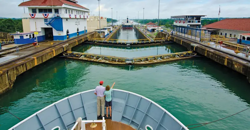 Traveling through the Panama Canal, Panama.