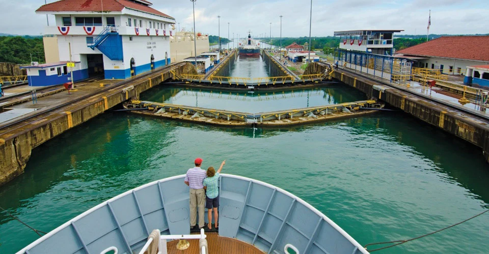 Traveling through the Panama Canal, Panama.
