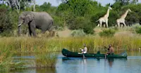 Nat Hab guest and local guide, Savuti Channel, Botswana.