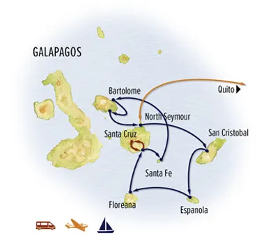 Trip map for Galapagos Discovery: The Nat Hab Experience