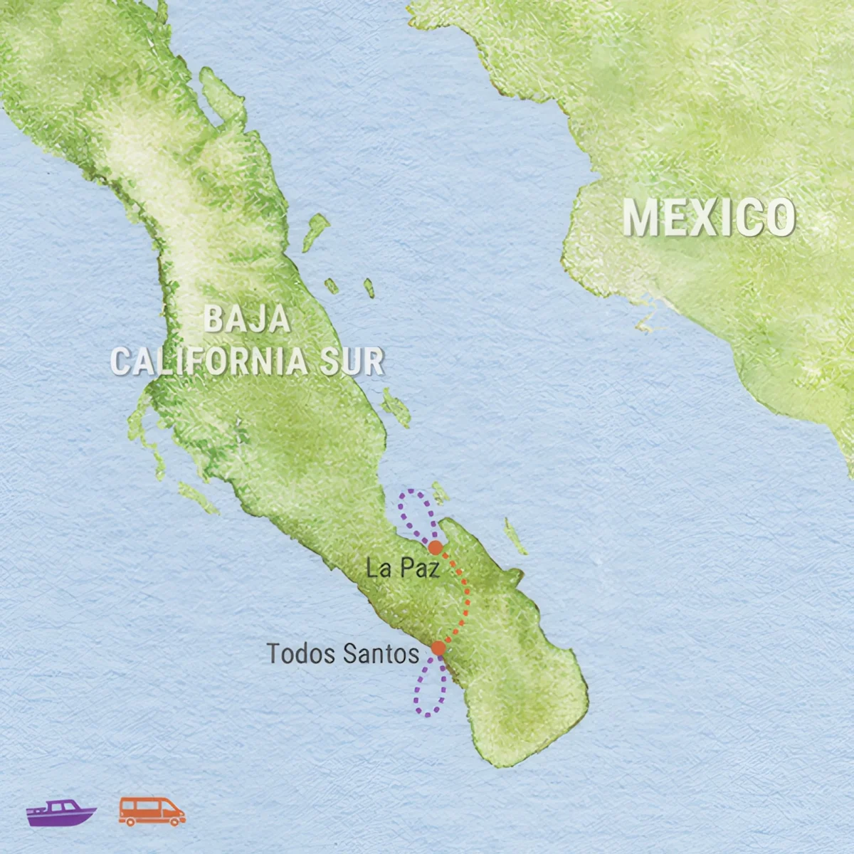 Trip map for Whales, Dolphins & Whale Sharks of Baja