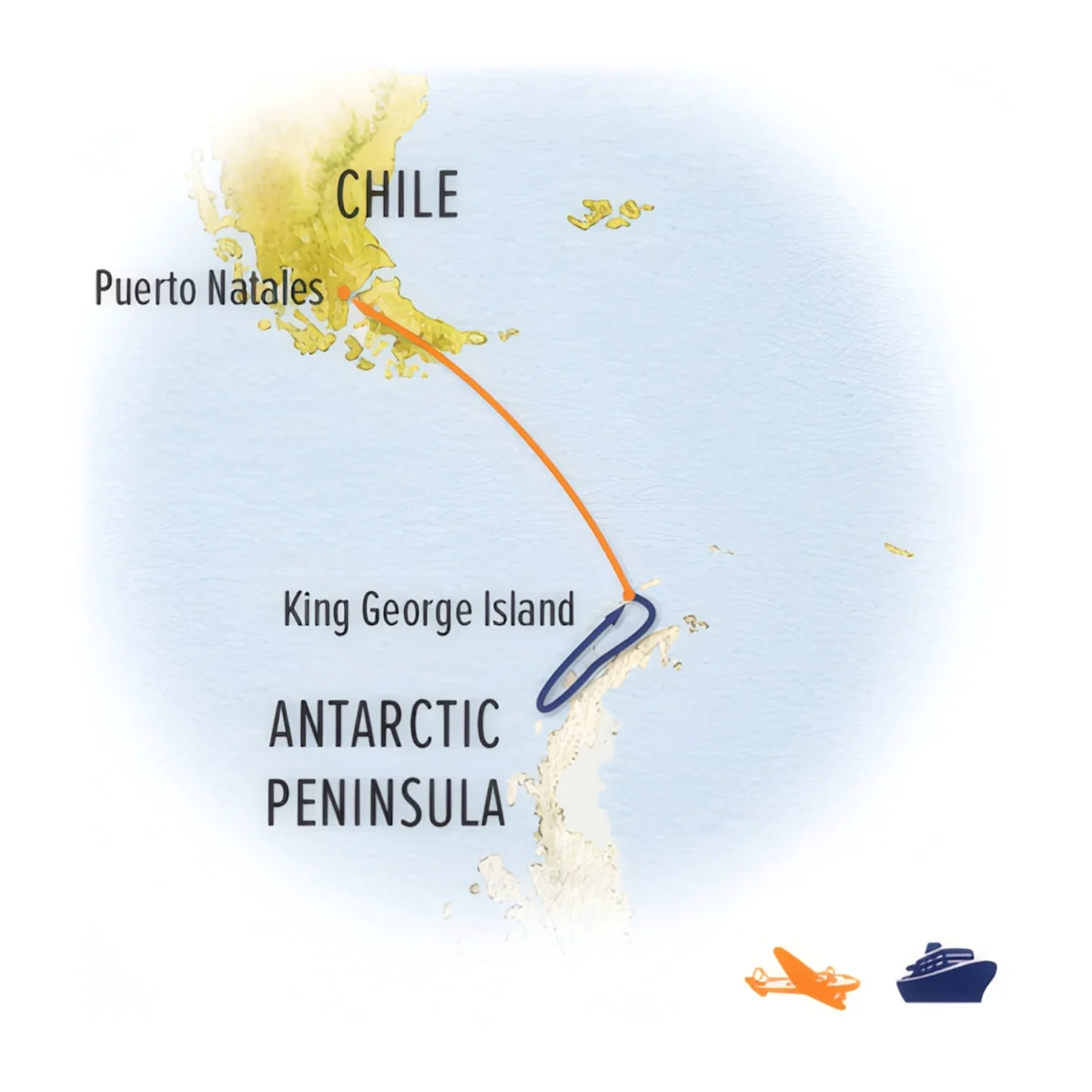Trip map for Antarctica by Private Expedition Ship