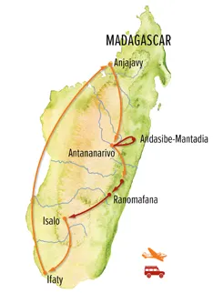 Trip map for Madagascar Wildlife Photo Expedition