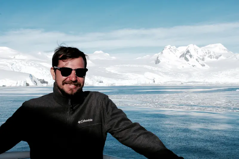 Sailing through the ocean in Antartica.