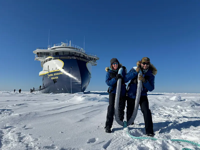 Strolling through ice with Lindblad Expeditions in Svalbard, Norway. 