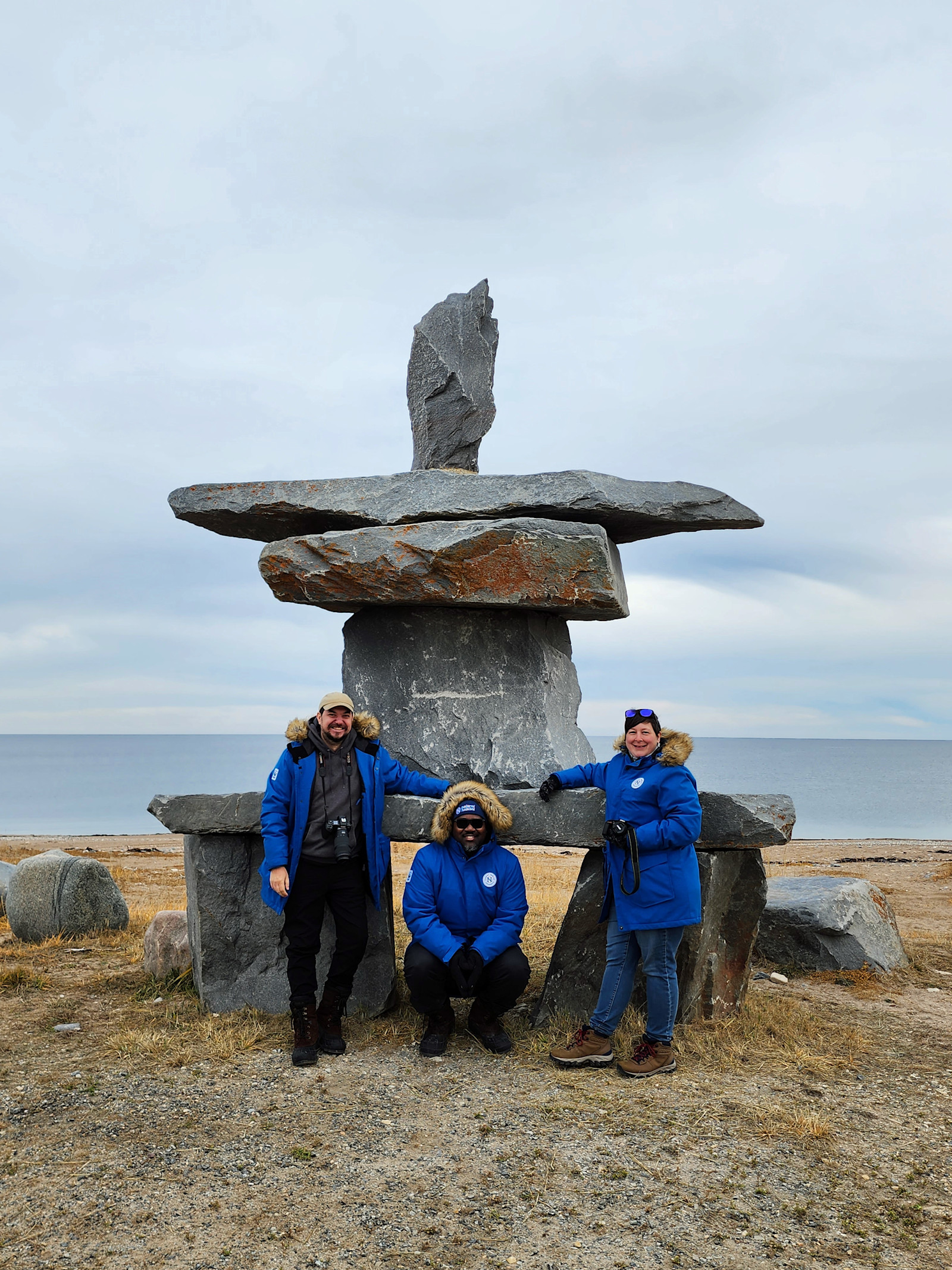 Nat Hab Staff at the Inukshuk in Churchill.