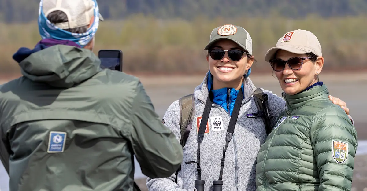 Nat Hab guests at Nat Hab's private Alaska Bear Camp, Lake Clark National Park & Preserve, Alaska.
