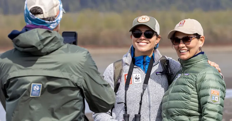 Nat Hab guests at Nat Hab's private Alaska Bear Camp, Lake Clark National Park & Preserve, Alaska.
