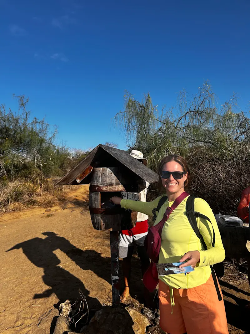 Mailing a letter in Galapagos.