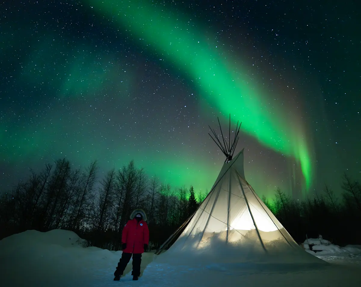 Under the Northern Lights in Canada.
