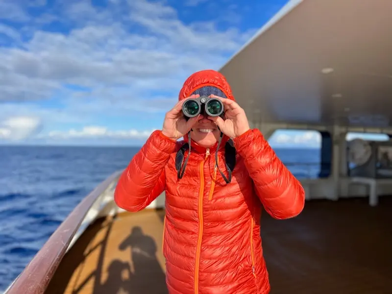 Looking for wildlife in Antarctica.