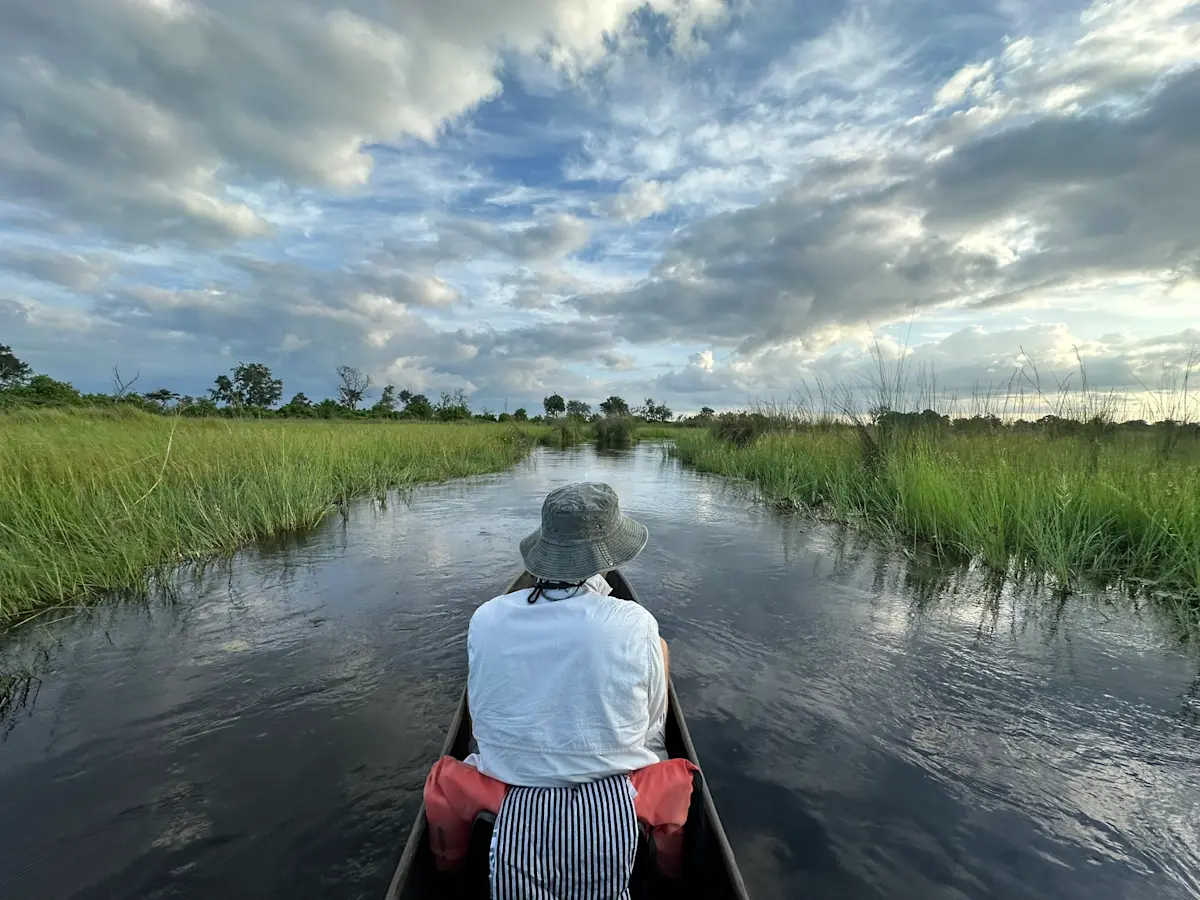 A peaceful Mokoro ride in the Okavango Delta, Botswana.