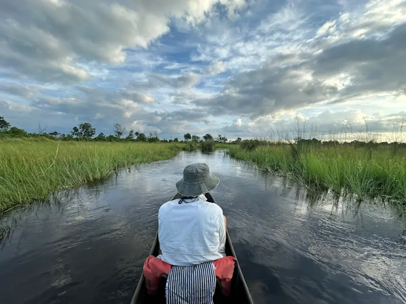 A peaceful Mokoro ride in the Okavango Delta, Botswana.