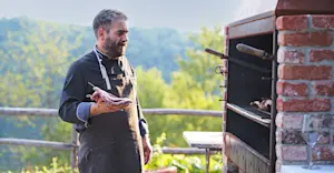 Wood-fired cooking experience with local chef, Alba, Italy.