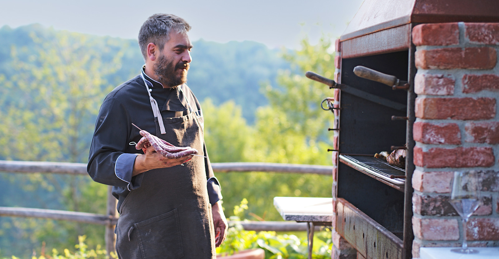 Wood-fired cooking experience with local chef, Alba, Italy.