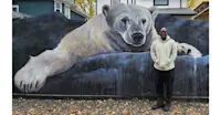 Polar bear painting in Canada.  