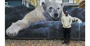 Polar bear painting in Canada.  