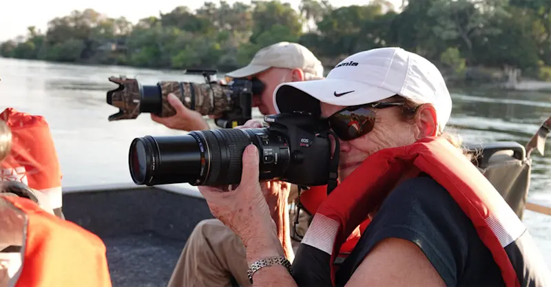 Nat Hab guests on the Zambezi River Cruise, Botswana.