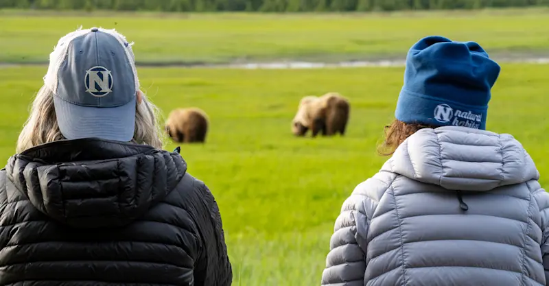 Nat Hab guests and brown bears, Lake Clark National Park & Preserve, Alaska.