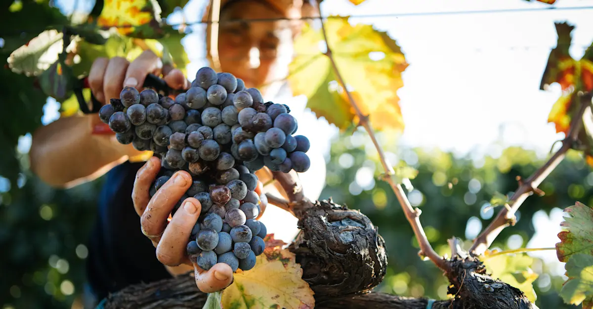 Harvesting wine grapes, Marsala, Sicily, Italy.