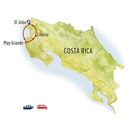 Trip map for Saving Sea Turtles in Costa Rica