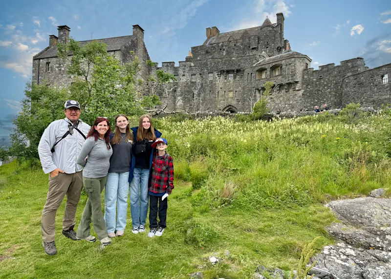 With the family at Eilean Donan Castle in Kyle of Lochalsh of Scotland.