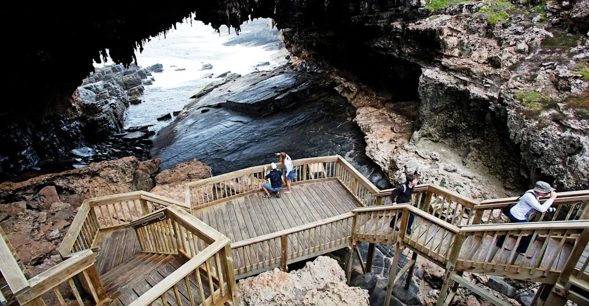 Nat Hab guests, Admirals Arch, Kangaroo Island, Australia.