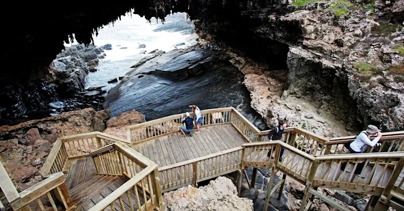 Nat Hab guests, Admirals Arch, Kangaroo Island, Australia.