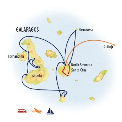 Trip map for Galapagos Discovery: The Nat Hab Experience