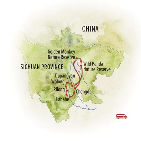Trip map for The Wild Side of China: A Nature Odyssey