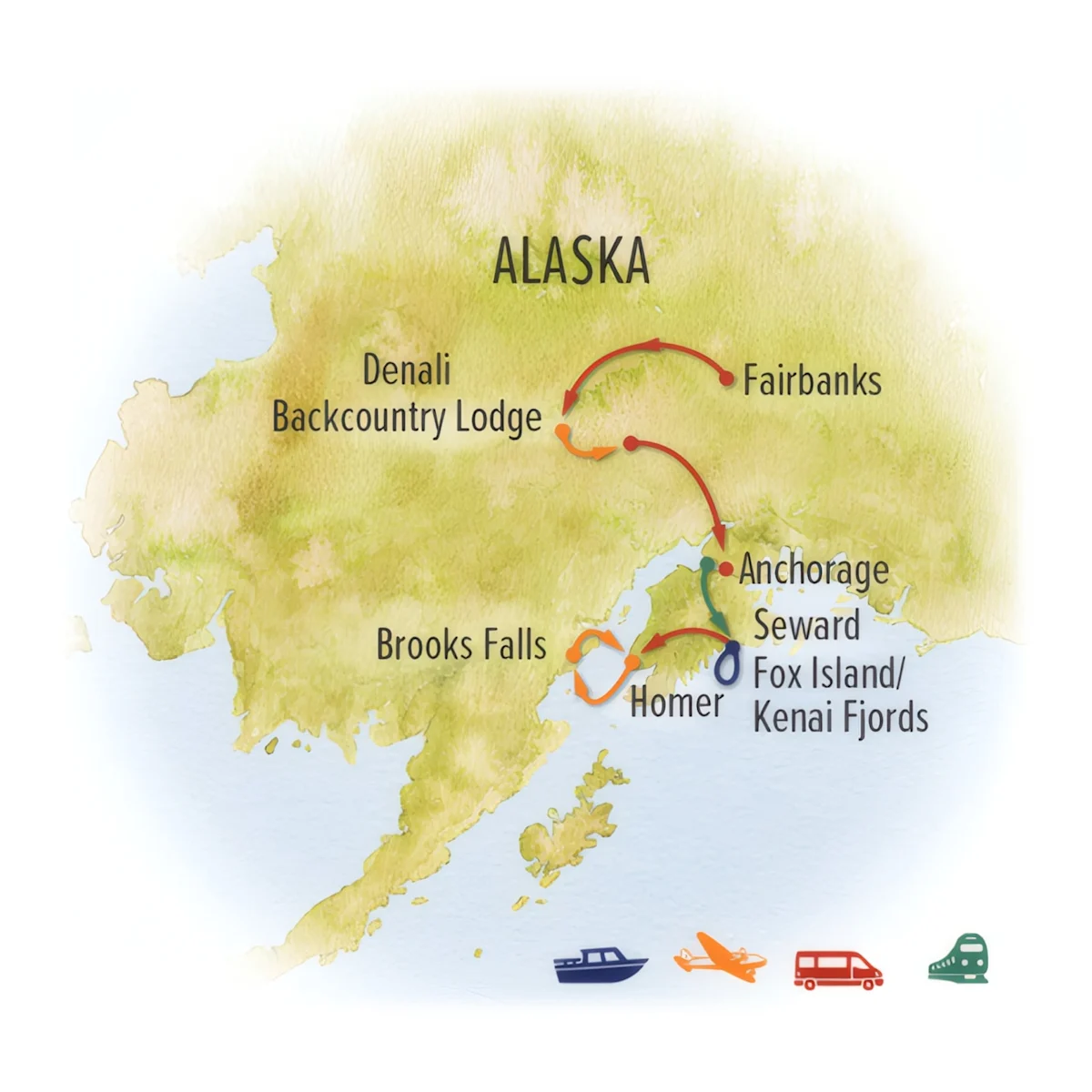 Trip map for Ultimate Alaska Wildlife Safari