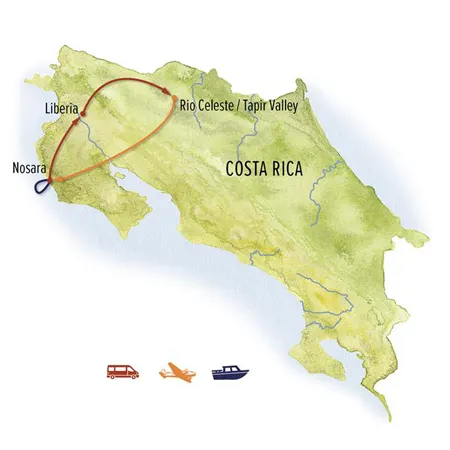 Trip map for Sea Turtles & Wildlife of Northern Costa Rica