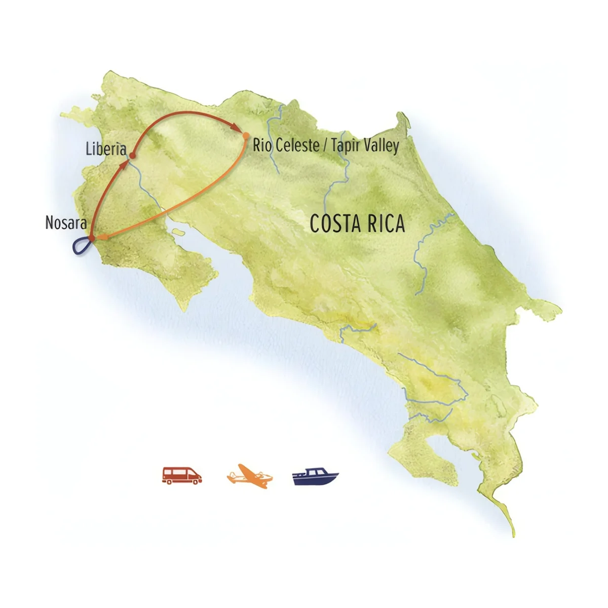 Trip map for Sea Turtles & Wildlife of Northern Costa Rica