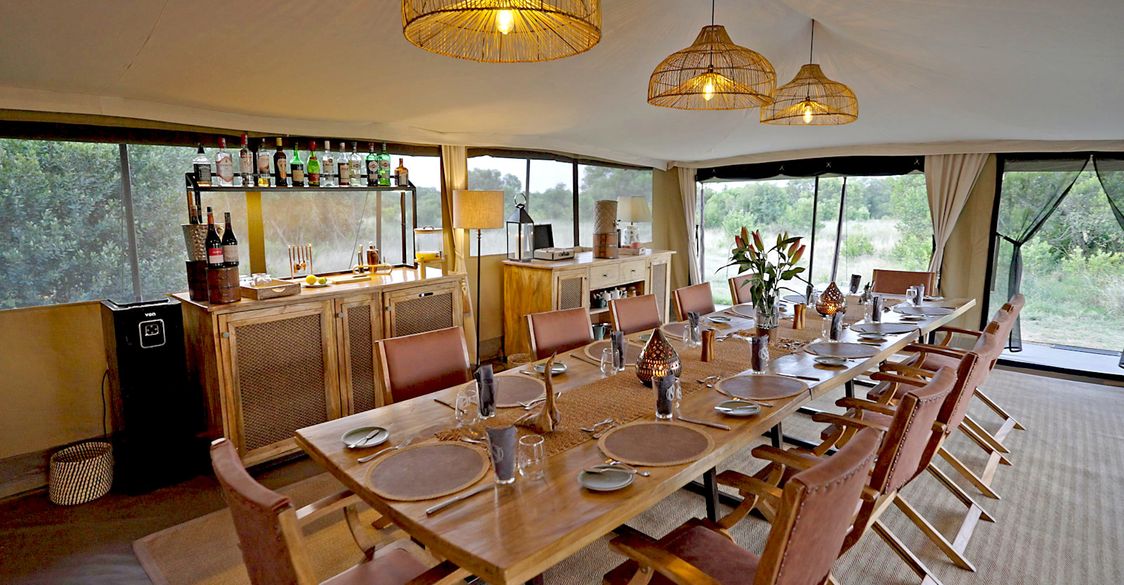 Dining tent Nat Hab's Rhino Camp—Ol Pejeta Conservancy