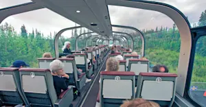 Inside the Alaska Railroad Dome Car, Turnagain Arm, Alaska.
