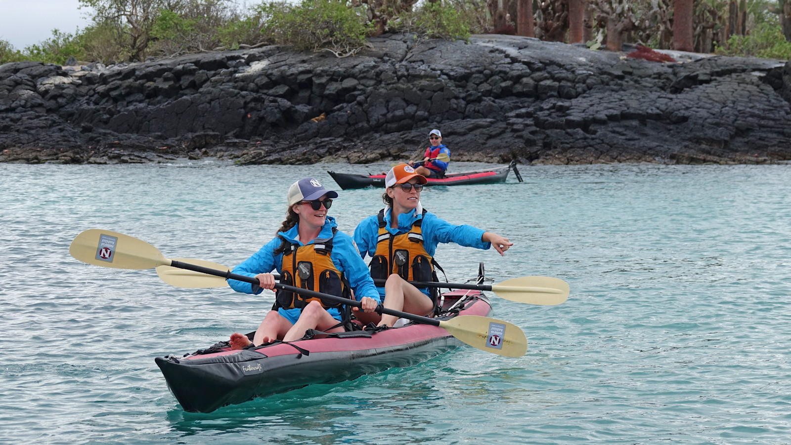 Kayaking surrounded by wildlife magic in the Galápagos.
