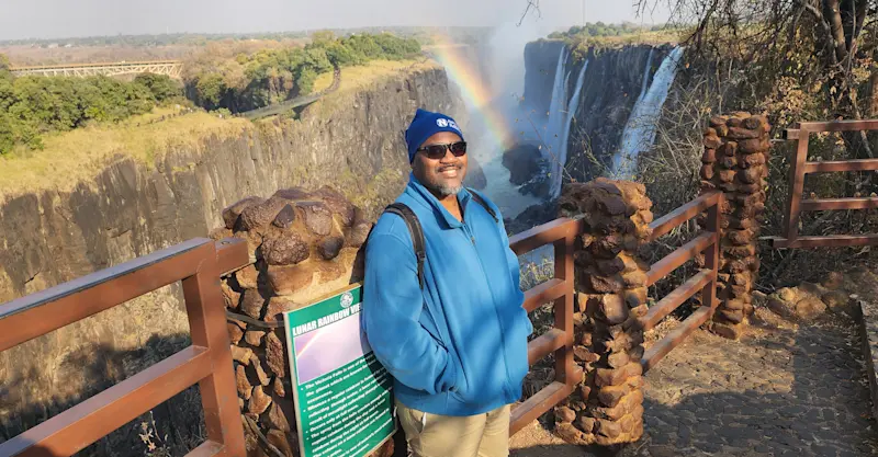 Visiting Victoria Falls in Zimbabwe.