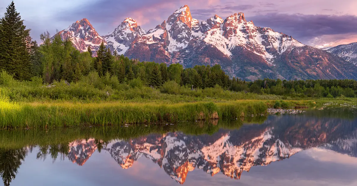 Sunrise from Schwabacher Landing, Grand Teton National Park.