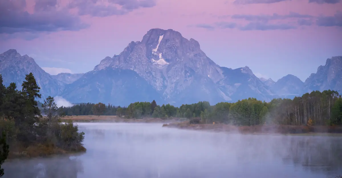 Sunrise from Oxbow Bend, Grand Teton National Park.