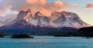 Sunset, Torres del Paine National Park, Patagonia, Chile. 