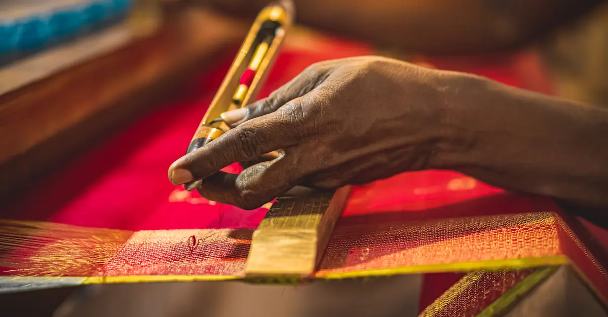 Mysuru (Mysore) silk weaving, Karnataka, India.