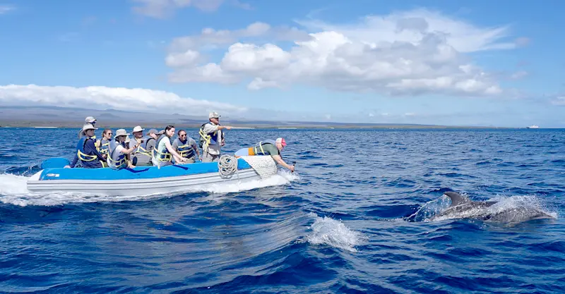 Nat Hab guests on panga ride, Galapagos Islands, Ecuador.
